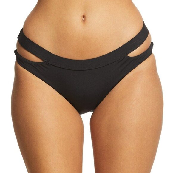 NWT SEAFOLLY COLLECTIVE SPLIT BAND 2 PIECE BLACK SURFER GLAM BIKINI SIZE 8 - Picture 9 of 14